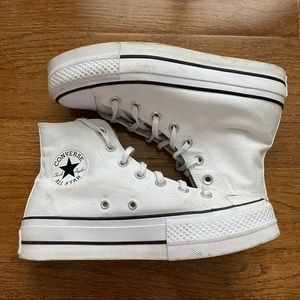 White Platform Converse US7 W